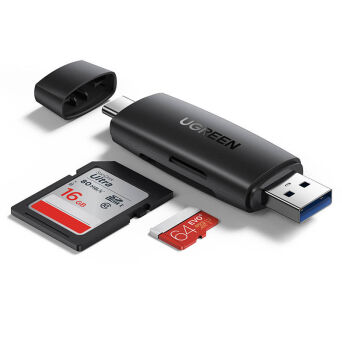 Czytnik kart UGREEN CM304 USB-A/USB-C SD/microSD (czarny)