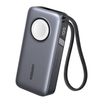 Powerbank UGREEN PB527 10000mAh 30W z kablem USB-C (szary)