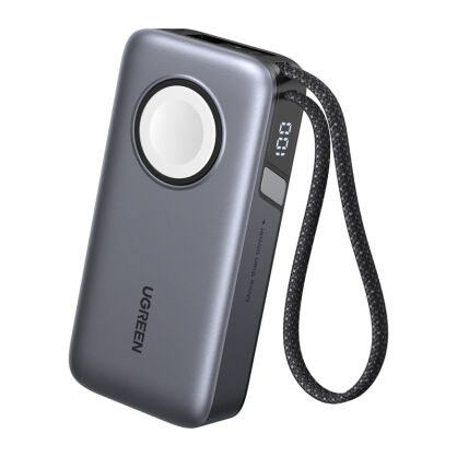 Powerbank UGREEN PB527 10000mAh 30W z kablem USB-C (szary)
