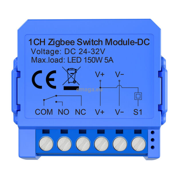 1-kanałowy moduł przełącznika ZigBee ze stykiem beznapięciowym  Avatto ZWSM16-DC32V-1